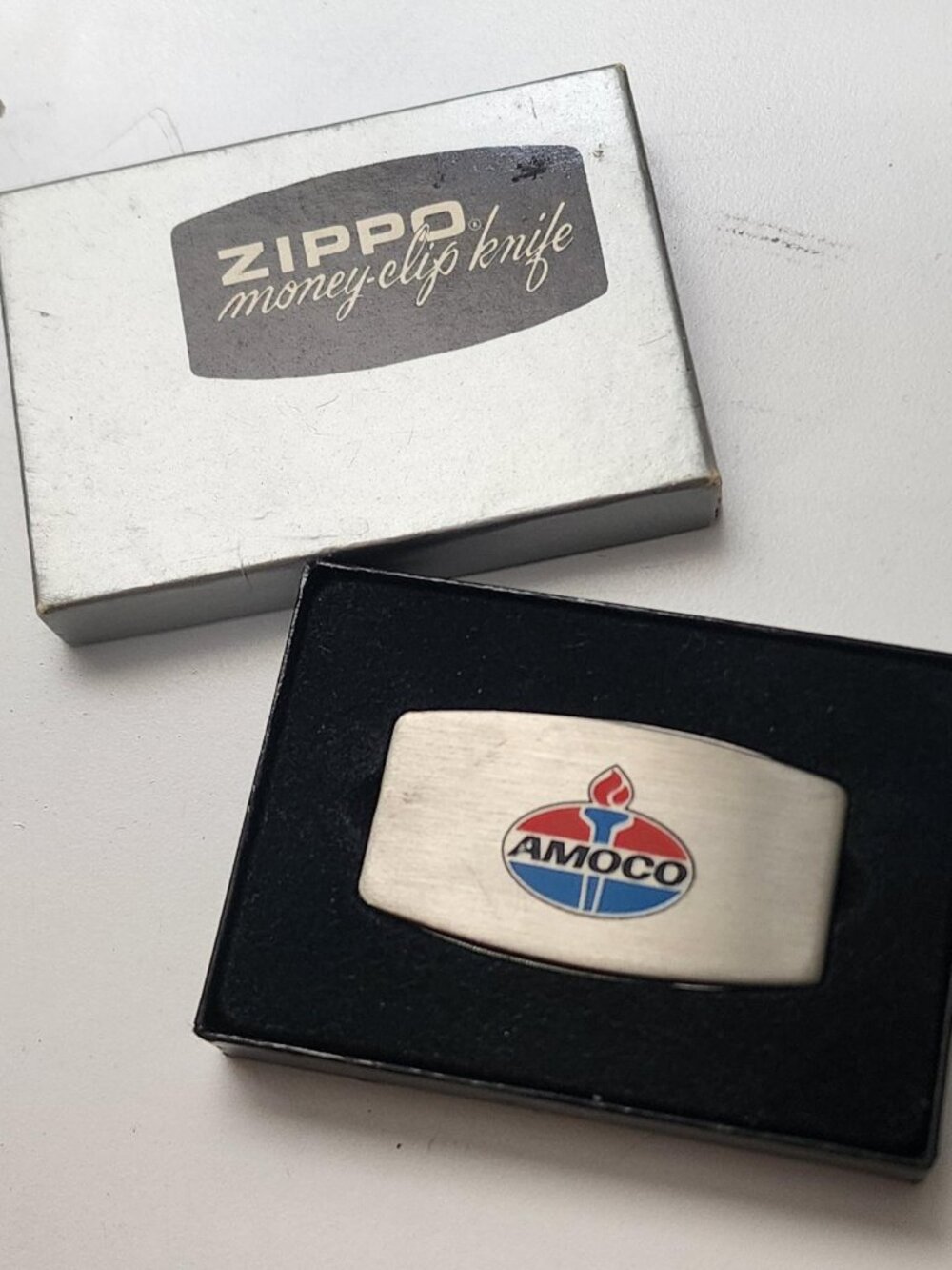 Rare Vintage Amoco Zippo Money Clip Knife